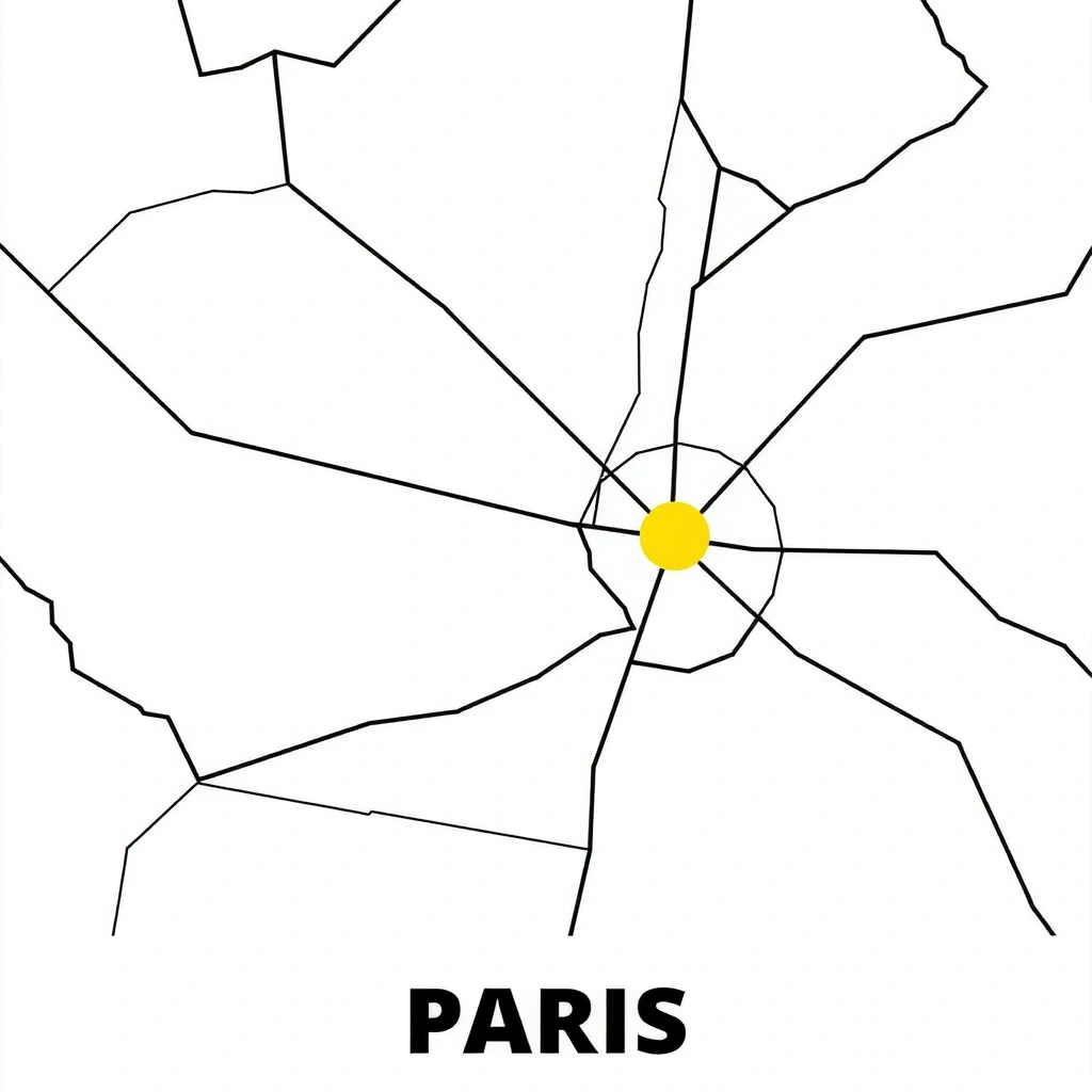 Stylized map highlighting Paris 6th arrondissement